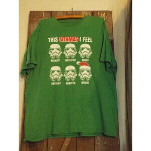 Star Wars Mans Green Christmas T-Shirt 2XL Storm Troopers Pre owned